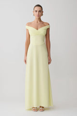 Mabel Off Shoulder Chiffon Maxi Dress - Lemon