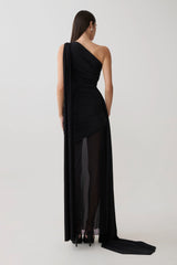 Asher Slinky One Shoulder Maxi Dress - Black