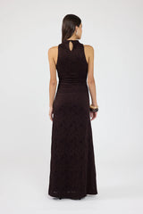 Perfect Stranger Sacha High Neck Maxi Dress Brown