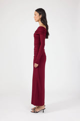 Perfect Stranger Romina Off Shoulder Maxi Dress Burgundy