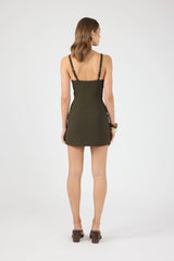 Perfect Stranger Alba Structured Mini Dress Khaki Green