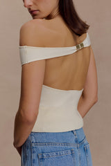 Carley Off Shoulder Knit Top - Ivory