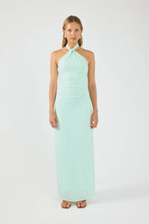 Perfect Stranger Isla Halter Twist Maxi Dress Seafoam