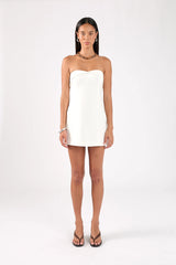 Perfect Stranger Menorca Strapless Linen Mini Dress White
