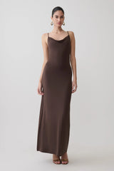 Joni Cowl Maxi Dress - Bitter Chocolate