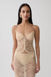 Marcelle Sweetheart Lace Top - Blush Rose Gold