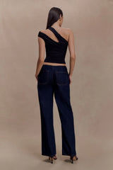 Anna One Shoulder Modal Top - Black