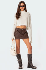 Euphoria Washed Faux Leather Mini Skirt