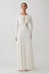 Elethea Lace Slinky Maxi Dress - Ivory