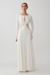 Elethea Lace Slinky Maxi Dress - Ivory