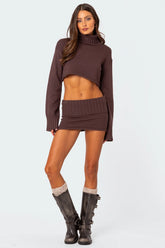 Gino Fold Over Knit Mini Skirt