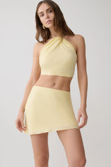Juliana Cupro Halter Sleeveless Top - Butter