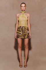 Nikki Lurex Top With Hardware - Gold