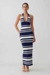 Brienne Stripe Midi Dress - Navy/Ivory