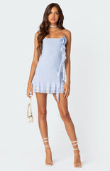 Edikted Thalia Flower Pin Ruffle Mini Dress