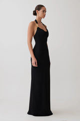 Khanh Slinky Halter Maxi Dress - Black