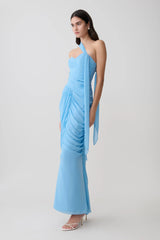 Micaela Chiffon Gathered Maxi Dress - Alaskan Blue