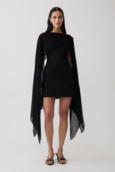 Triana Chiffon Overlay Mini Dress - Black