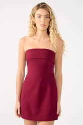 Perfect Stranger Luca Fold Down Strapless Mini Dress Burgundy