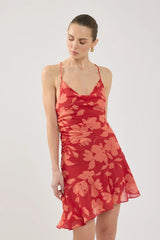 Perfect Stranger Zinna Mini Dress Red Print
