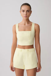 Josephine Crop Top With Open Back - Lemon