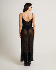 Zayla Daisy Lace Maxi Dress in Black