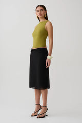 Yura Backless Twist Top - Martini Olive
