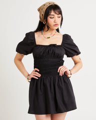 Kora Puff Sleeve Shirred Mini Dress