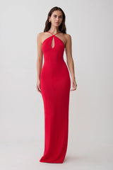 Ashtin Cross Front Knit Maxi Dress - Red