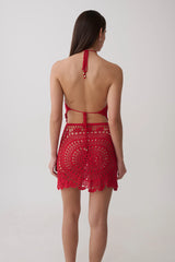 Marvin Crochet Halter Top - Red