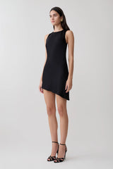 Kaylee Cowl Back Asymmetric Mini Dress - Black