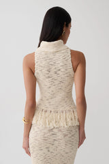 Giovanni Fringe Knit Top - Cream