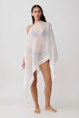 Leilani Sheer Draped Asymmetric Top - Ivory