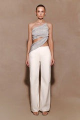 Corah Lurex Drape Knit Top - Silver