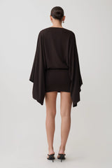 Jessy Draped Mini Dress - Dark Chocolate