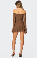 Edikted Mya Off Shoulder Textured Mini Dress
