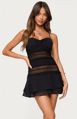 Edikted Marcia Chiffon Lacey Mini Dress