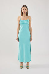 Perfect Stranger Colette Lace up Maxi Dress Turquoise