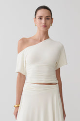 Luu Off Shoulder Slinky Top - Ivory