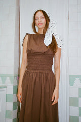 Perfect Stranger Bello Shirred Boat Neck Maxi Dress Brown