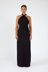 Perfect Stranger Isla Halter Twist Maxi Dress Black