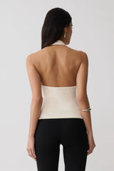 Angelina Scuba Halter Top - Ivory