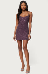Edikted Stefanie Rhinestone Backless Mini Dress