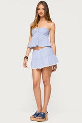 Dora Striped Linen Look Mini Skirt