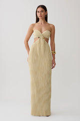 Dana Cut Out Hardware Maxi Dress - Lime Gold