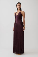 Tiffany Fringe Maxi Dress - Plum