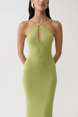 Ashtin Cross Front Knit Maxi Dress - Olive