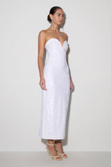 Maisie Strapless Sequin Midi Dress - White
