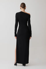 Thalyn Crepe Maxi Dress With Split - Black