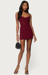 Edikted Faux Crystal Backless Mesh Mini Dress